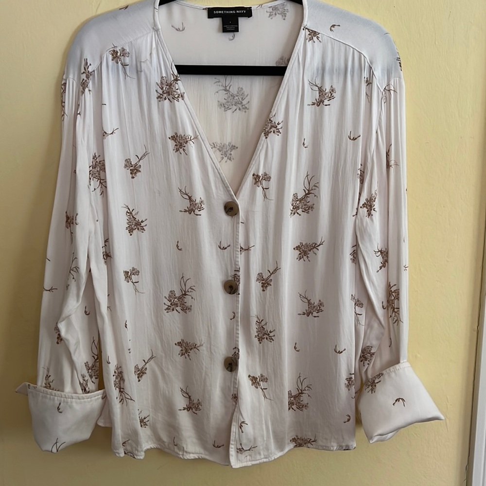 Something Navy; Blouse; 100% rayon long sleeves